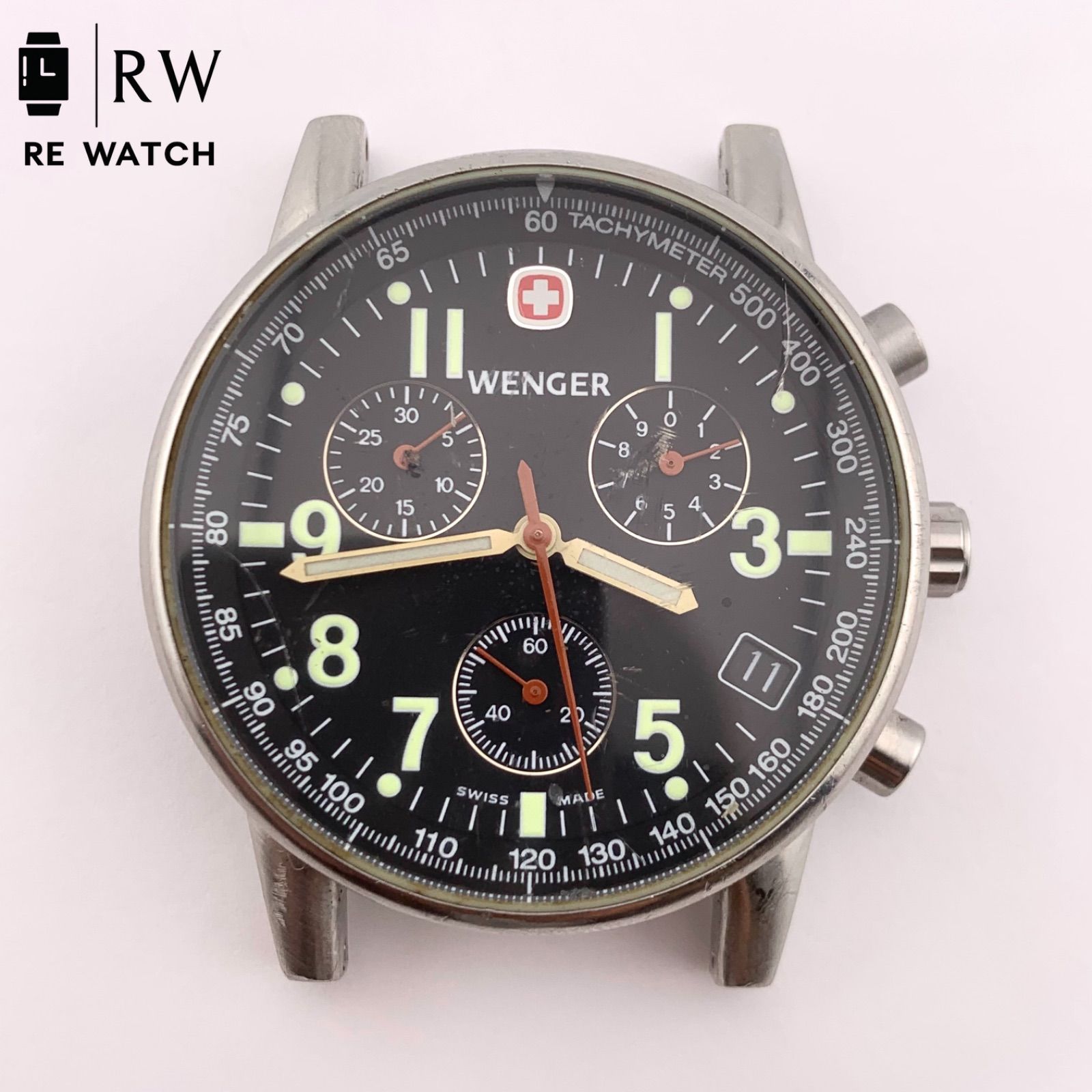 ジャンク】Wenger 7082X クロノグラフ アナログ腕時計 ブラック - メルカリ