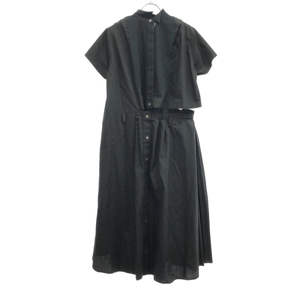 sacai サカイ シャツワンピース アシンメトリー メッシュ ブラック sacai サカイ 20SS White Cutaway Shirt Dress カッタウェイシャツ