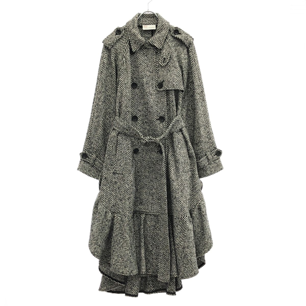 RED VALENTINO レッド ヴァレンティノ 20AW ヘリンボーントレンチコート ブラック 38