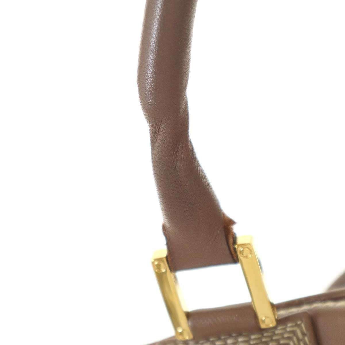 アナグラム刺繍ミニボストンバッグ ブラウン