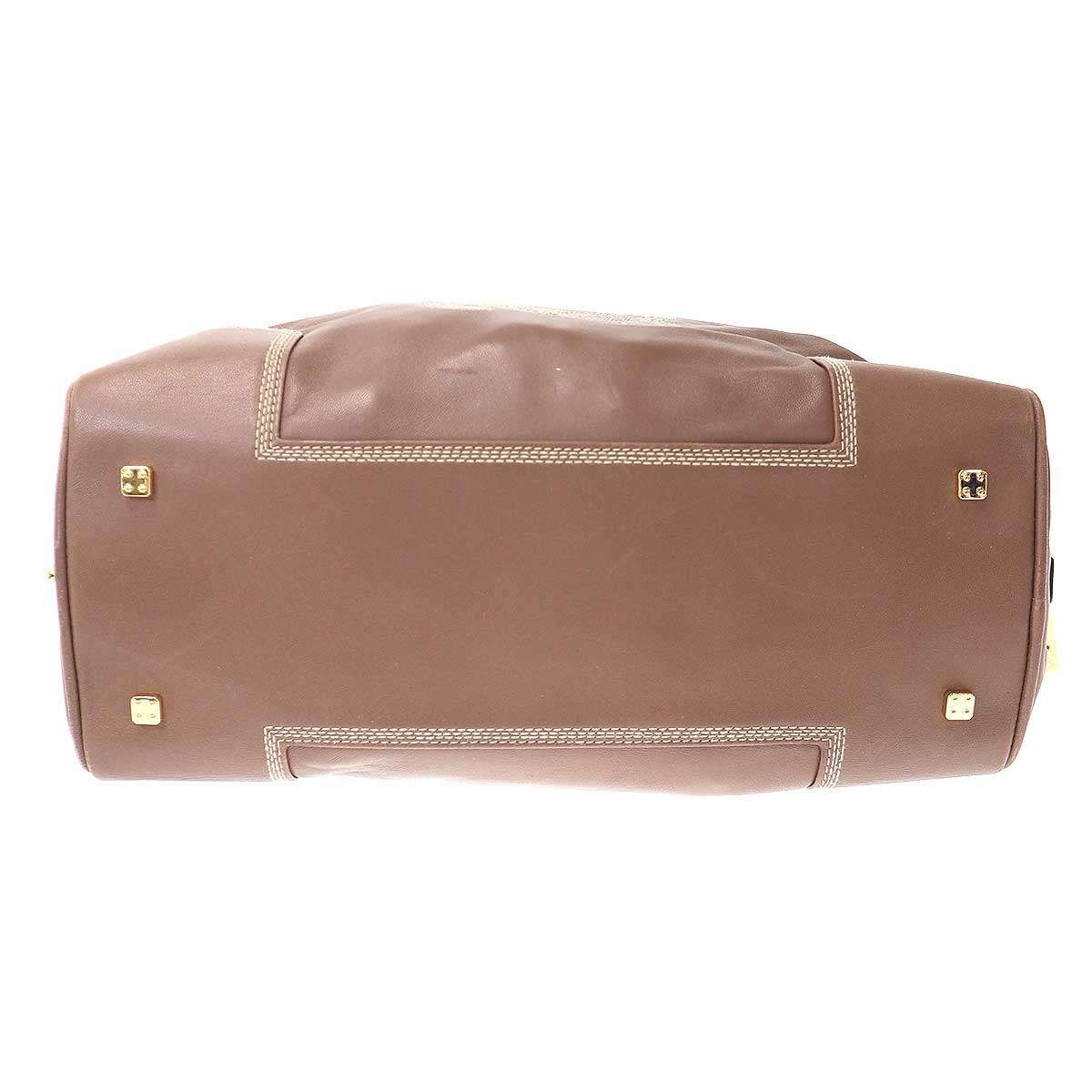 アナグラム刺繍ミニボストンバッグ ブラウン