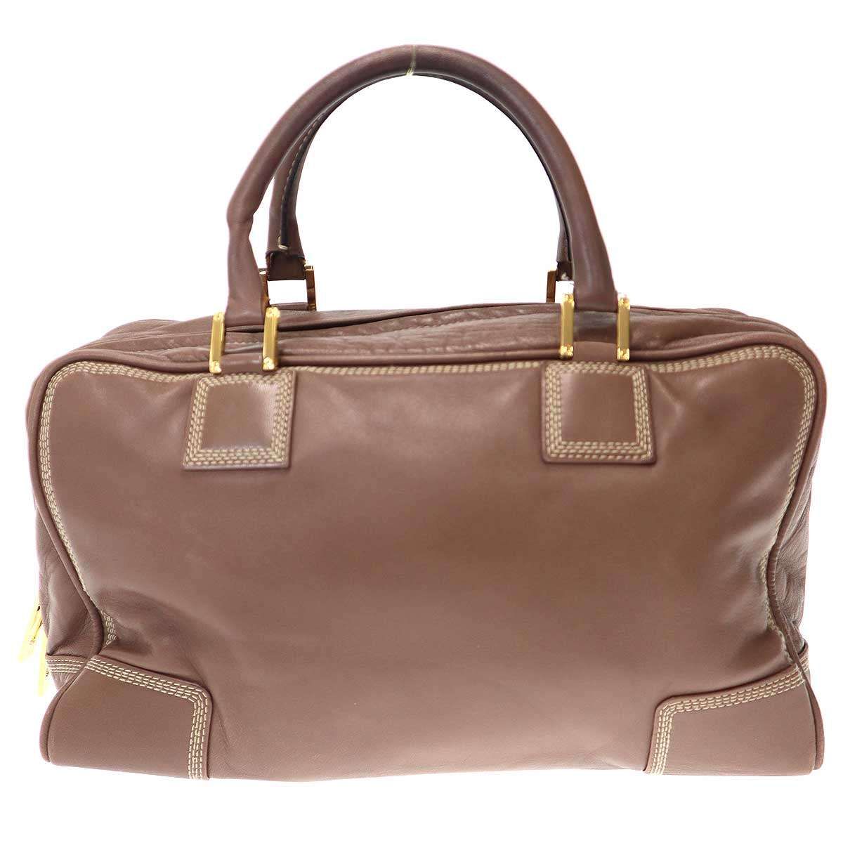 LOEWE ロエベ アマソナ36 アナグラム刺繍ミニボストンバッグ ブラウン -