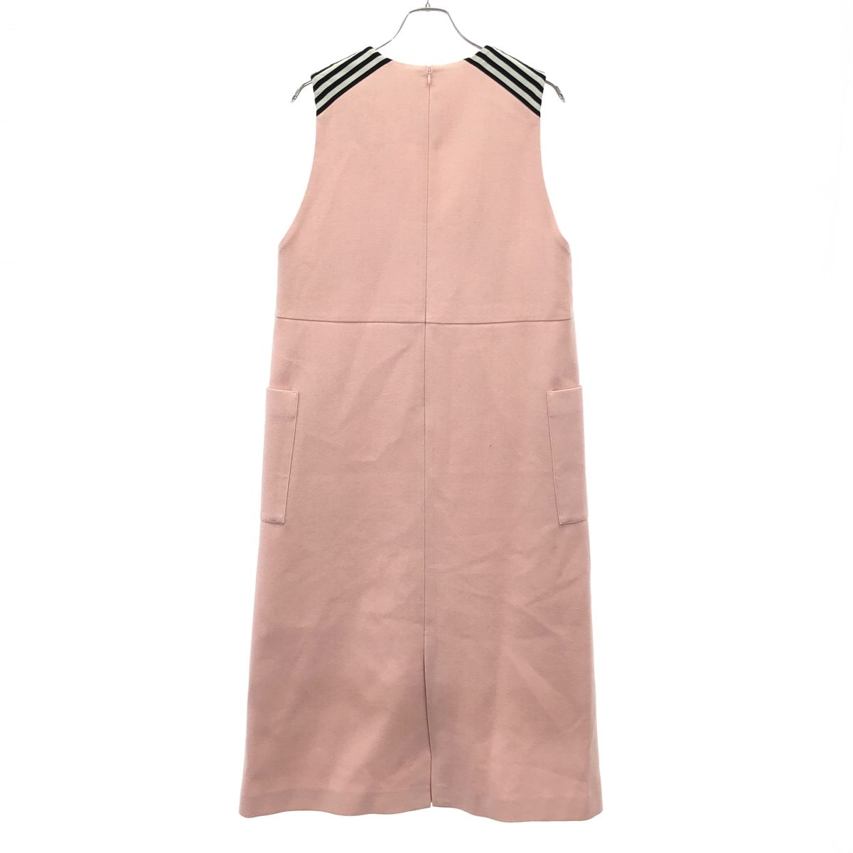 BORDERS at BALCONY ボーダーズアットバルコニー 21 AW WOOL DRESS ウールヘリンボーンドレス BD 2121-3 E-28 ピンク 38