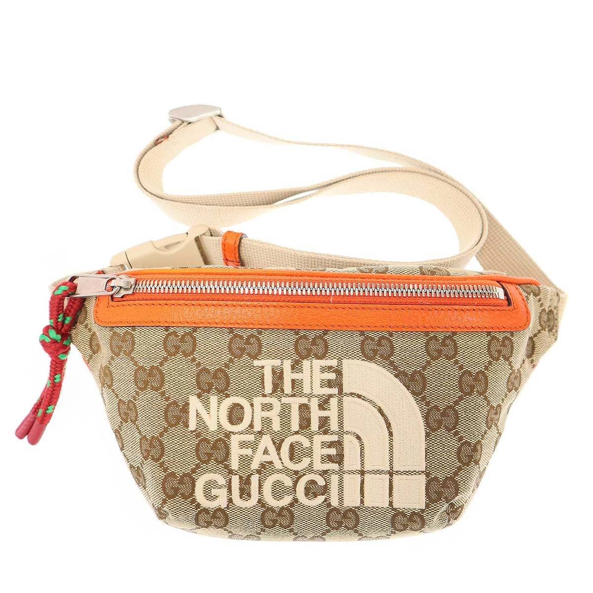 GUCCI×THE NORTH FACE グッチ ノースフェイス Belt Bag GGキャンバスウエストボディバッグ ベージュ