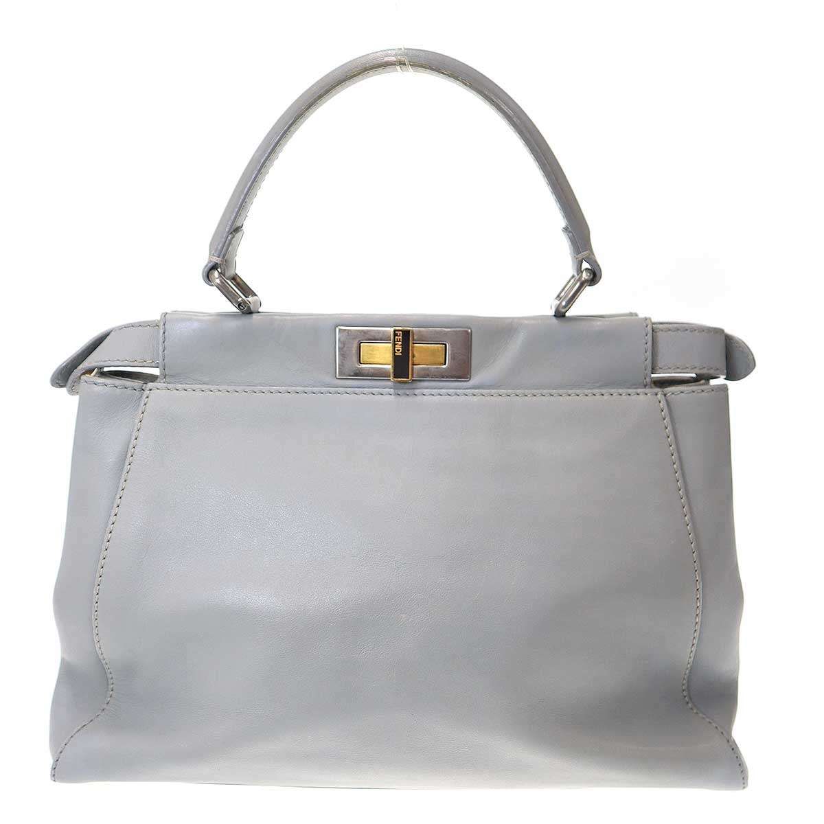 FENDI フェンディ Peekaboo Bag ピーカブー ミディアム 2WAYレザーショルダーバッグ 8BN226 ブルー -