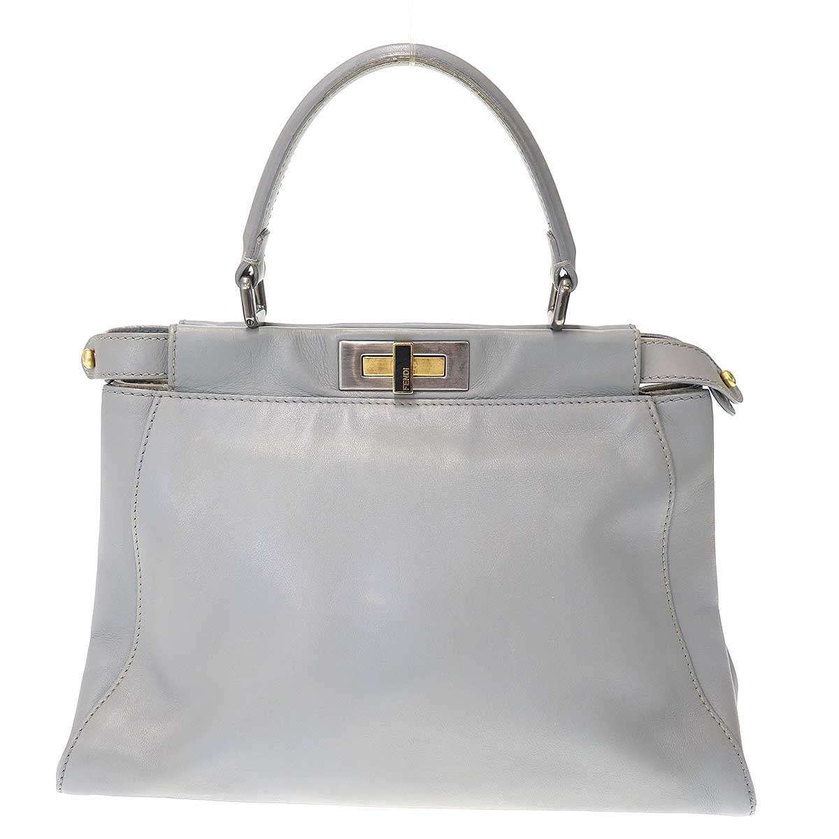 FENDI フェンディ Peekaboo Bag ピーカブー ミディアム 2WAYレザーショルダーバッグ 8BN226 ブルー -