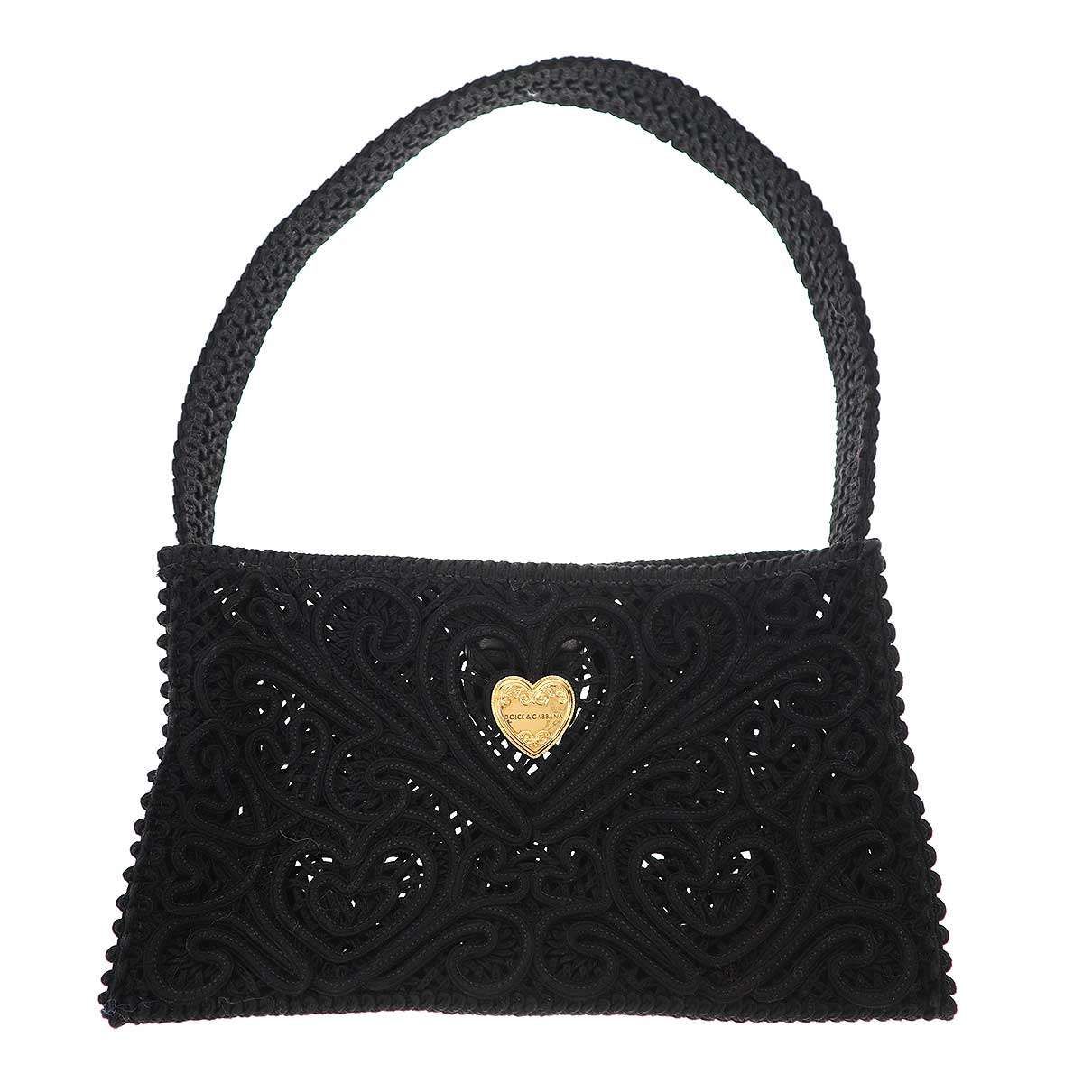 DOLCE-GABBANA ドルチェ＆ガッバーナ コードレスエンブロイダリーショルダーバッグ ブラック