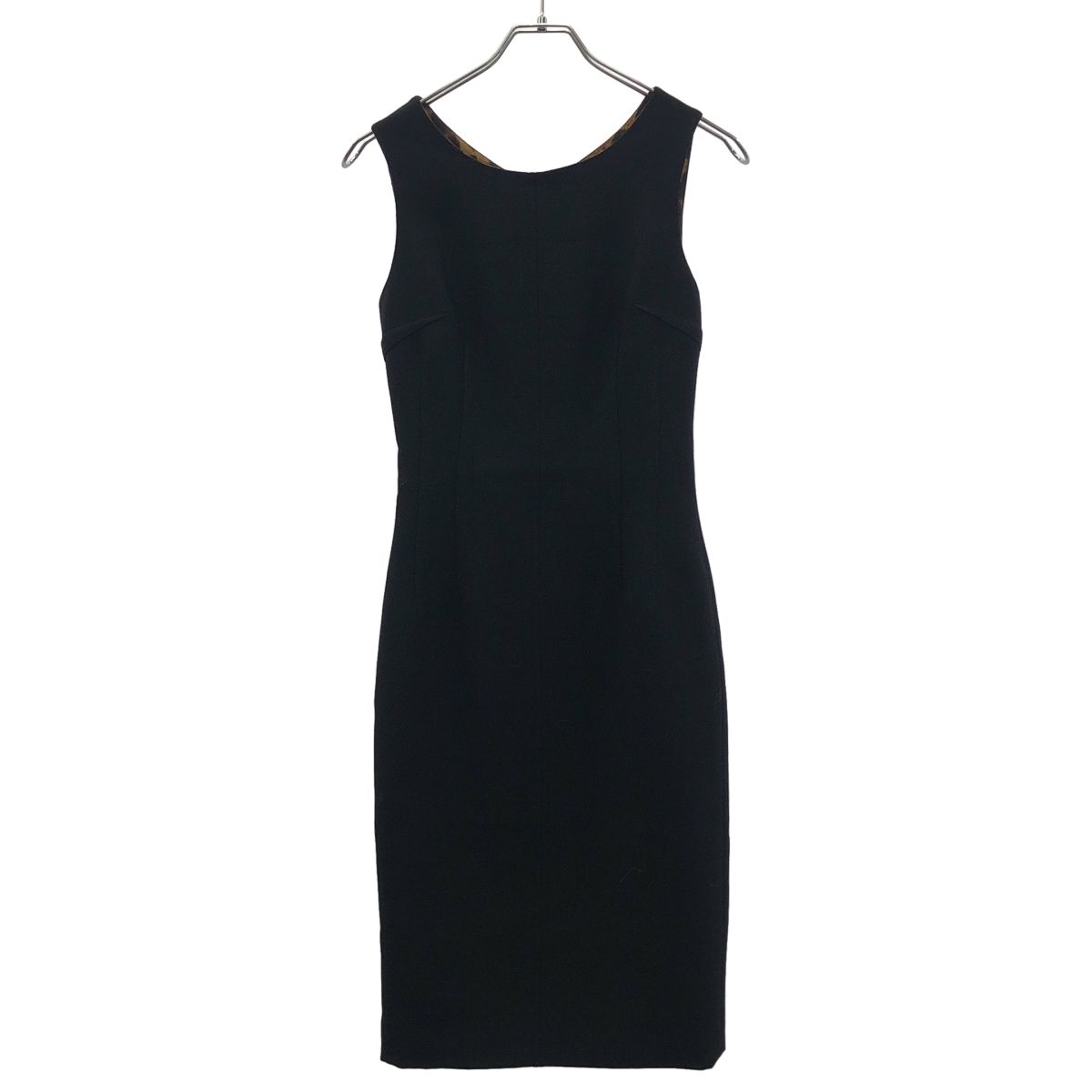 DOLCE-GABBANA ドルチェ＆ガッバーナ 裏地レオパードノースリーブワンピース F6991T FU2C0 ブラック 38