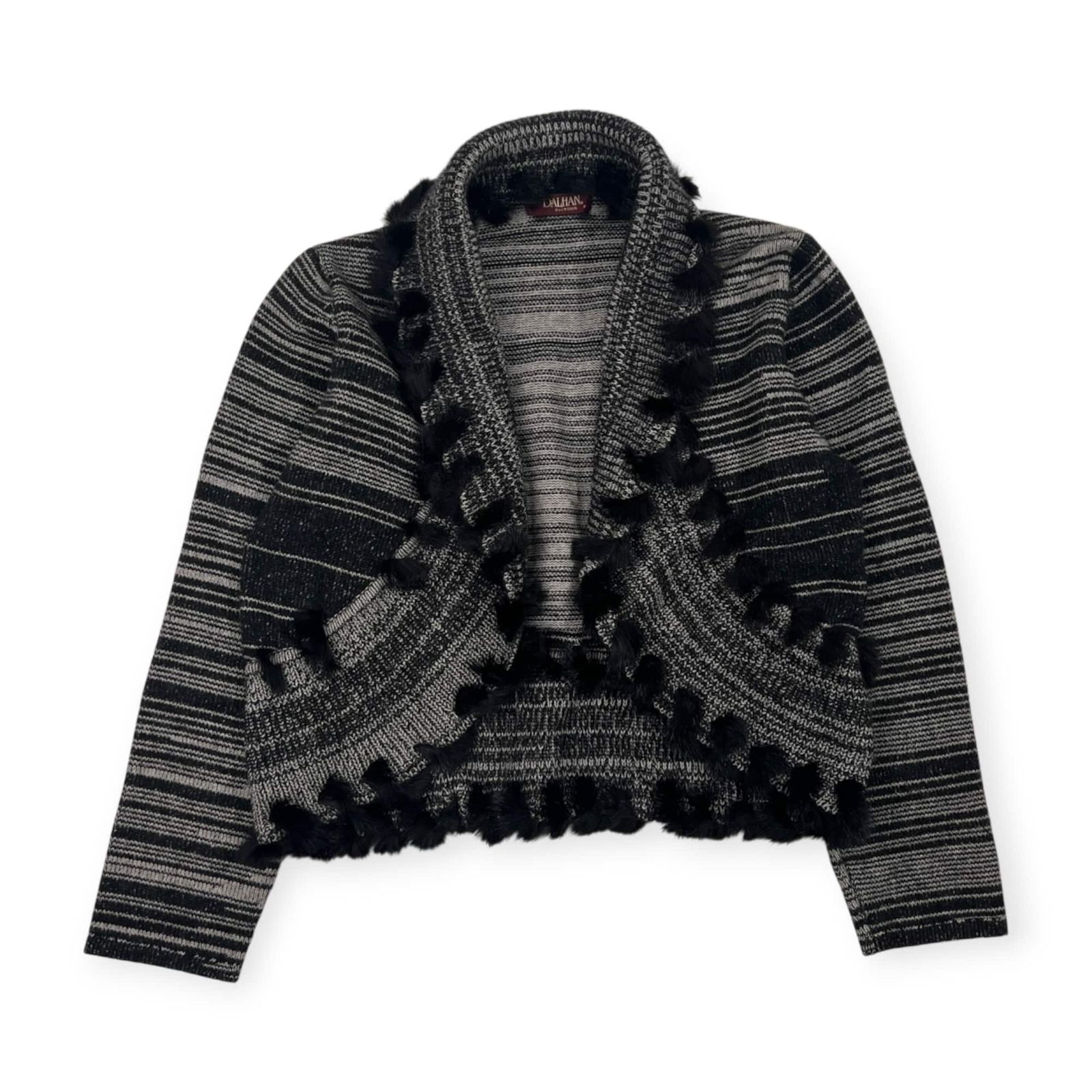 カシミヤ100% DANY DALHAN ダニーダルハン ボーダー デザイン ニット カーディガン 羽織 F/グレー系 レディース カシミヤ100% DANY DALHAN ダニーダルハン ボーダー デザイン ニット