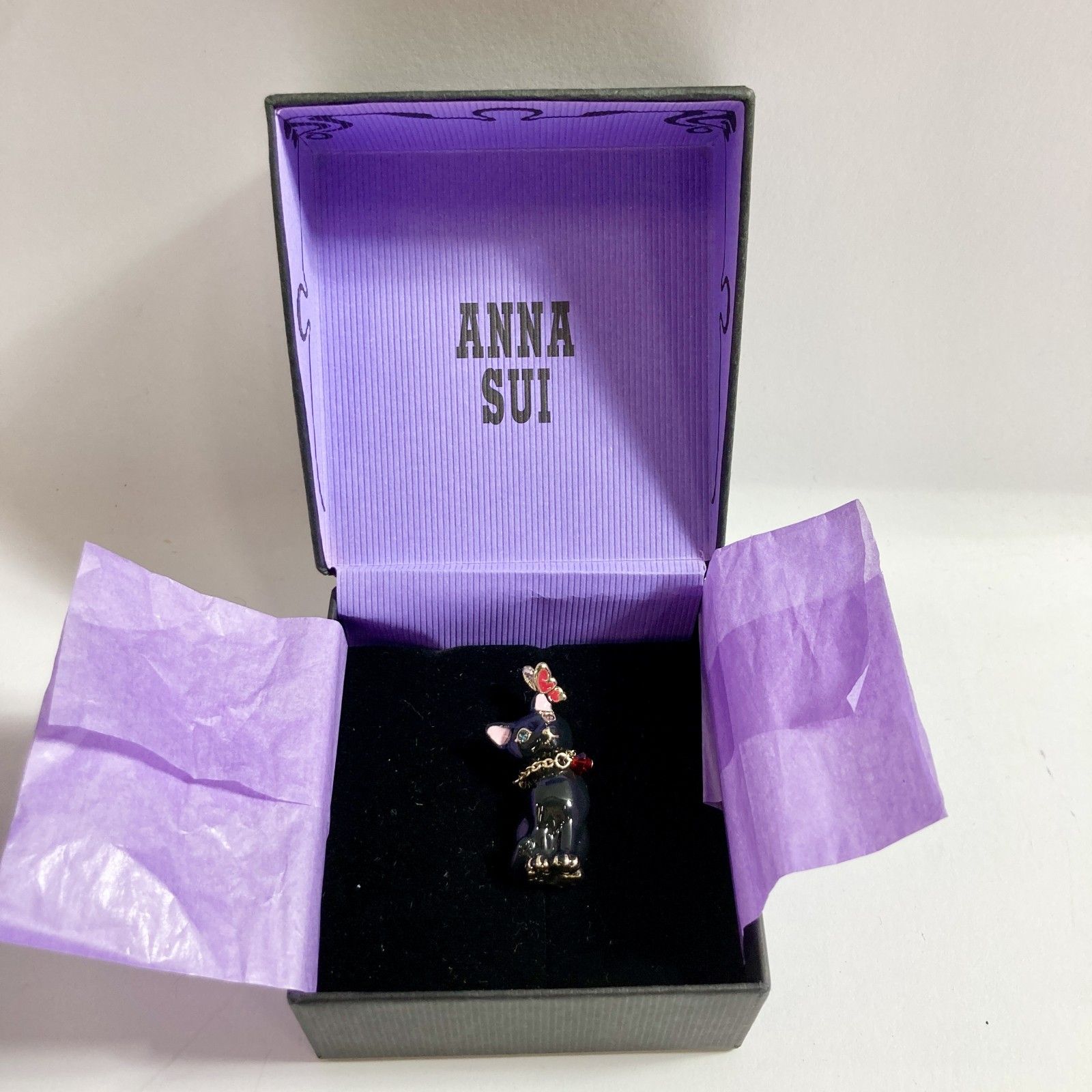 ANNA SUI アナスイ ネコ 黒猫 ブローチ ピンバッチ 現状品 0.01kg