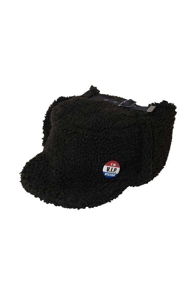 HYSTERIC GLAMOUR ヒステリックグラマー 01253QH03 I’M V.I.P. HYSTERIC ボアフライトキャップ BLACK 正規通販 レディース
