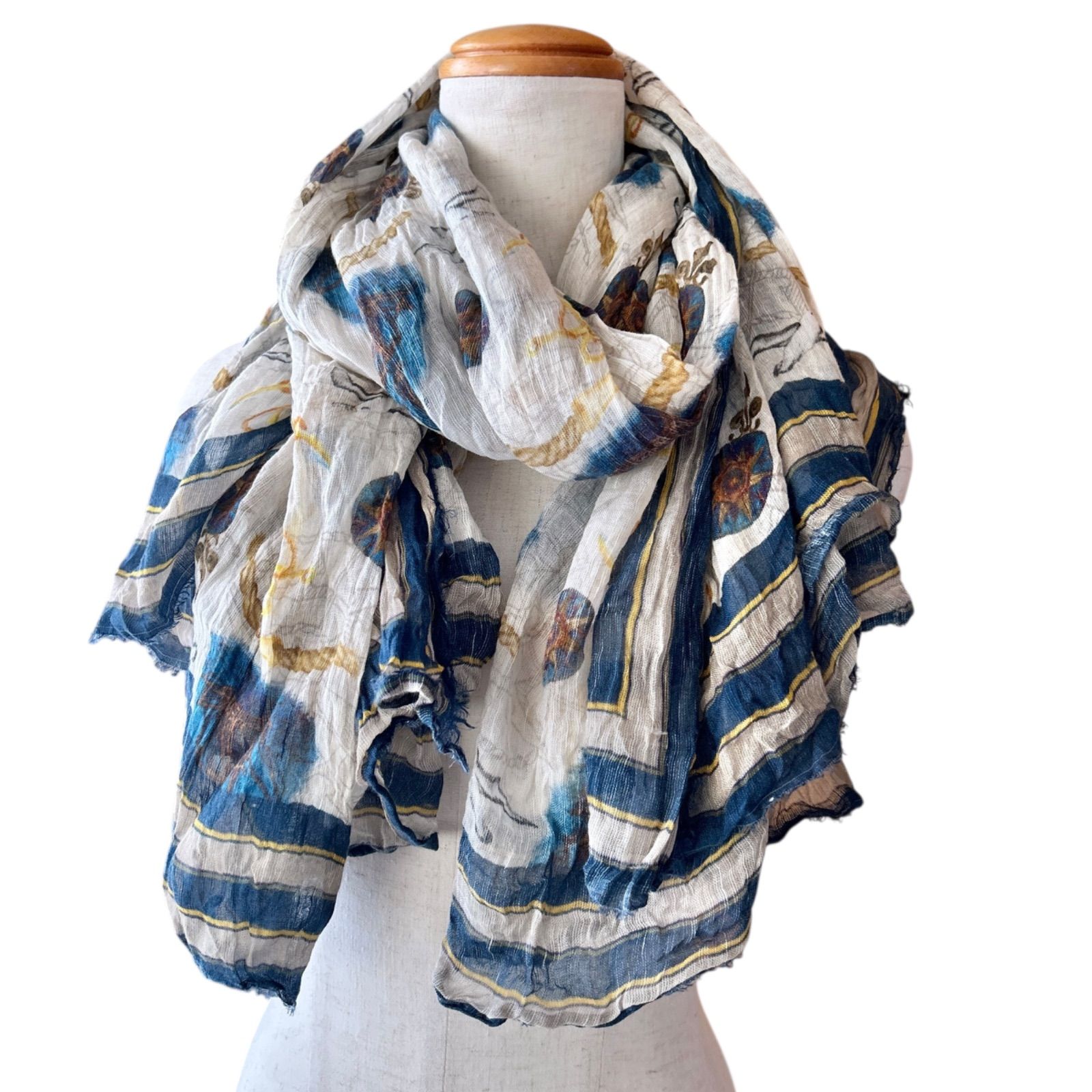 813 OTTOTREDICI ANNALISA GIUNTINI オットトレディッチ アンナリサ ジュインティーニ ストール 大判 ショール 錨 カモメ柄