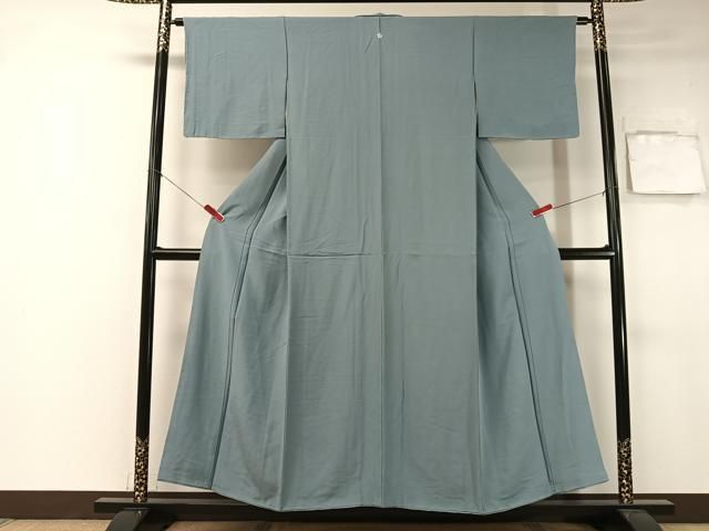 平和屋着物 上質な紬 色無地 灰青色 正絹 逸品 CAAK9943gh(その他)｜売買