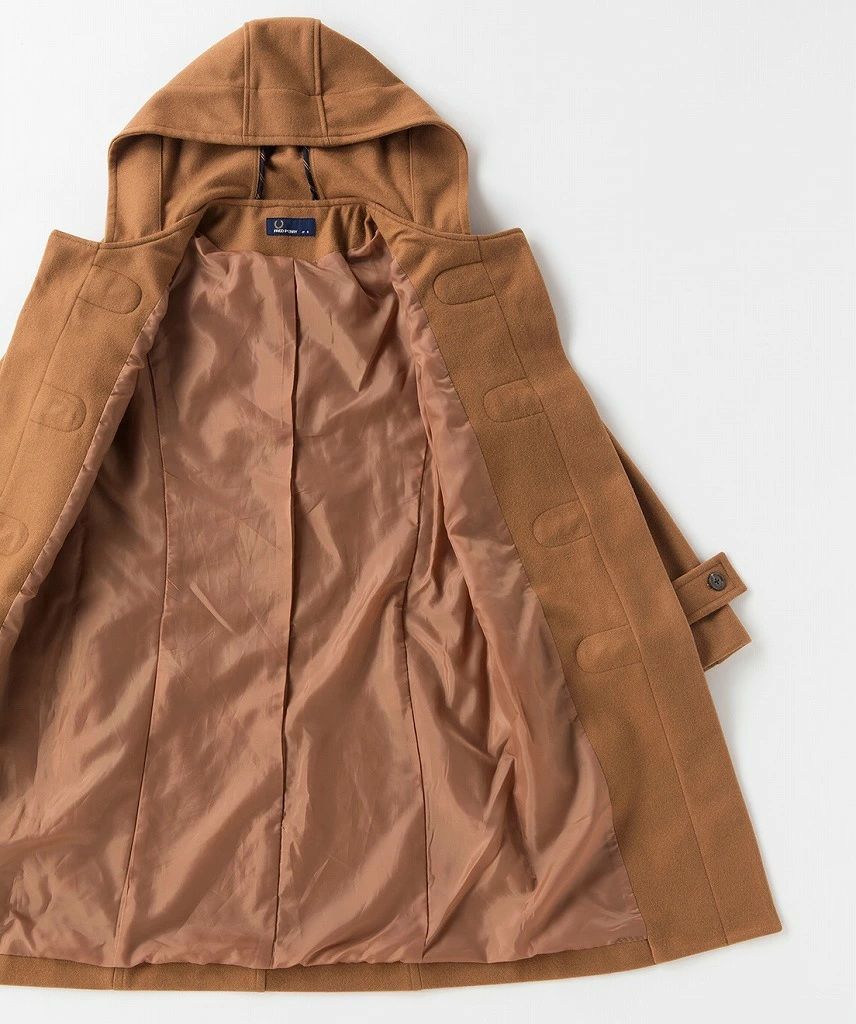 フレッドペリー FRED PERRY ダッフルコート 防寒着 通勤通学 ストリート おしゃれコート レディース F6218 34 WOMEN DUFFLE COAT ダッフルコート CAMEL ODELLYA_COM