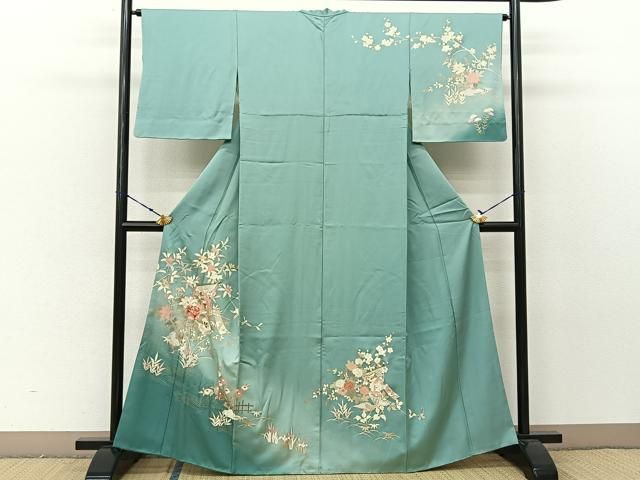 平和屋着物●訪問着　友禅　茂樹　草花文　暈し染め　正絹　逸品　CABA4414vp 平和屋着物○訪問着 友禅 茂樹 草花文 暈し染め 正絹 逸品 CABA4414vp