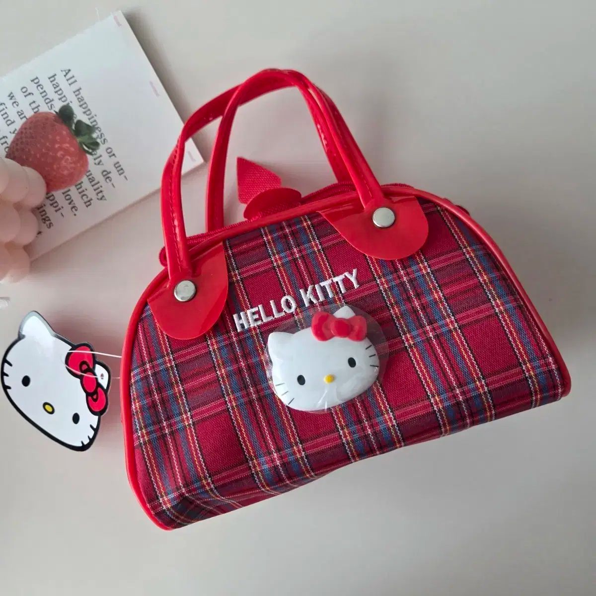 ハローキティ レッド CHECK ボストンバッグ