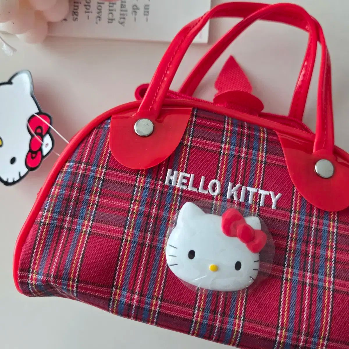 ハローキティ レッド CHECK ボストンバッグ