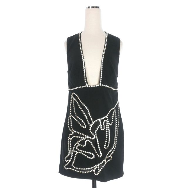 ディースクエアード DSQUARED2 ノースリーブ ミニワンピース ビジュードレス 38 ブラック 黒 S75CV0695 正規