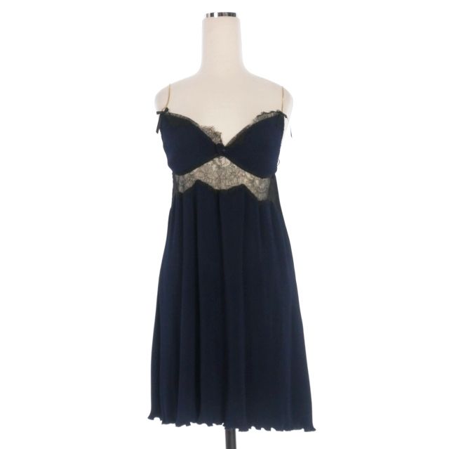 ディースクエアード DSQUARED2 キャミワンピース ミニ ラッフルドレス 38 ネイビー 紺 S75HA1217 正規