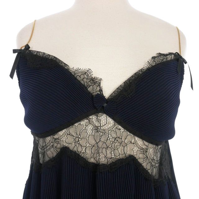  ディースクエアード キャミワンピース ミニ ラッフルドレス 38 ネイビー 紺 正規 長袖 七分袖 ミニワンピース