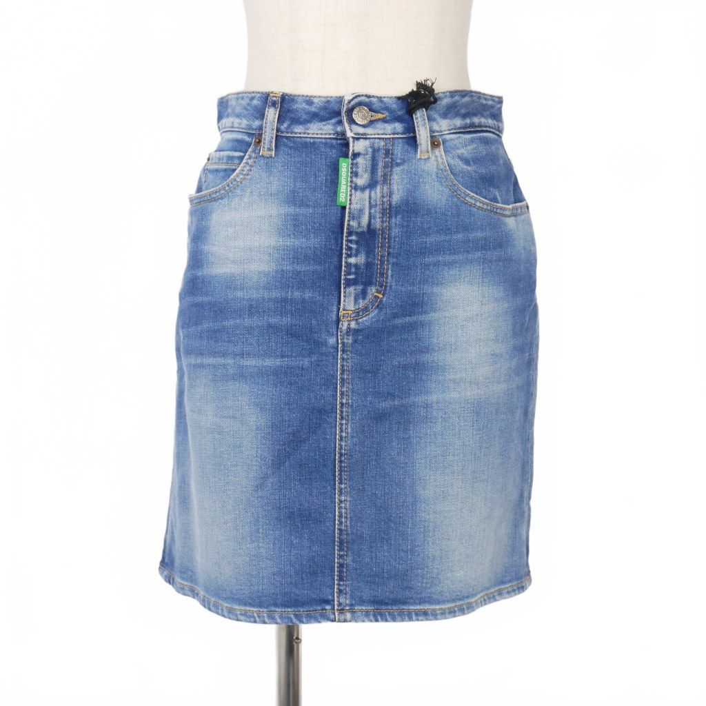 ディースクエアード DSQUARED2 22AW MID WAIST SKIRT デニムスカート 38 インディゴ S73MA0480 正規