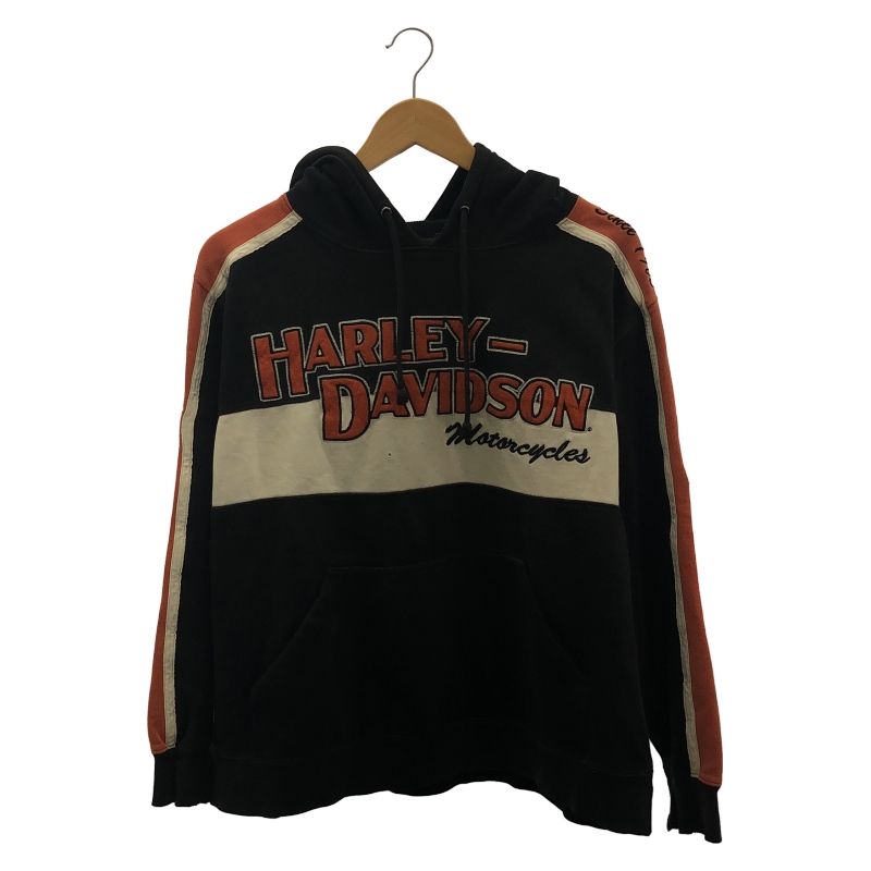 Harley Davidson ビッグオレンジロゴ フーディ サイズM 黒 ハーレーダビッドソン 91