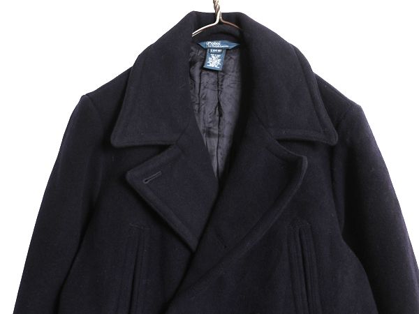 90s 00s ポロ ラルフローレン Pコート キッズ L メンズ S ミリタリー USN ヴィンテージ ネイビー タイプ 8ボタン 13スター