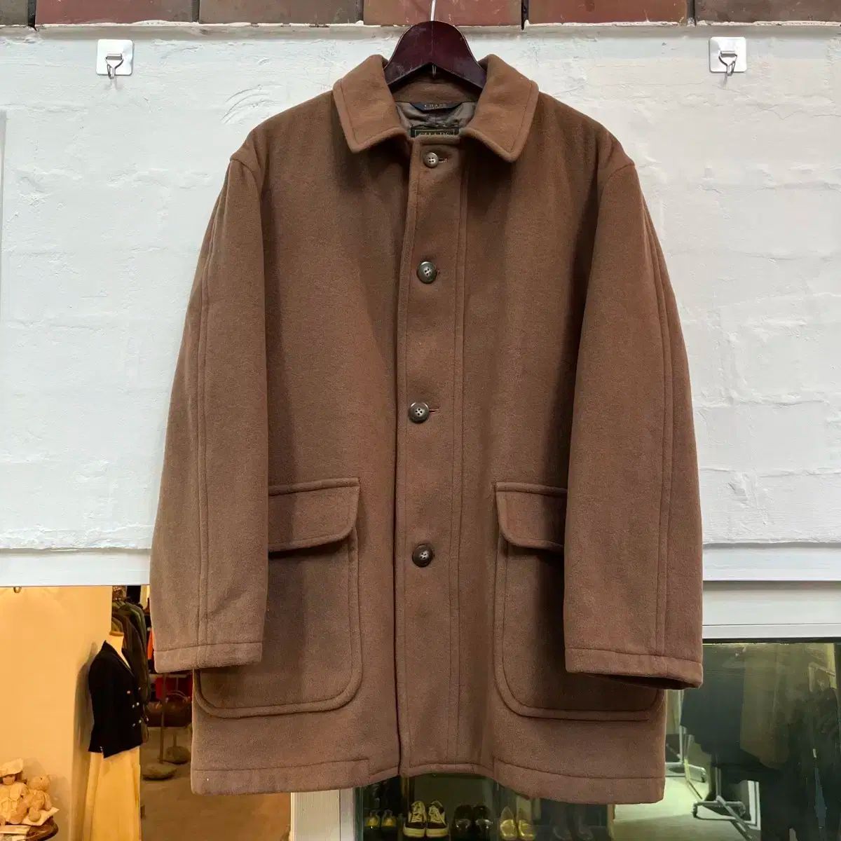 Chaps Ralph Lauren ブラウン Classic ウール ハーフ コート M