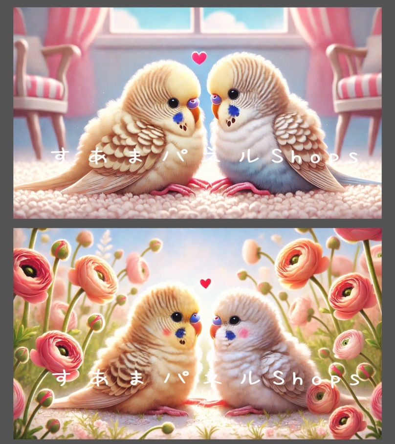 番号２５ 仲良しインコ 横 のパネル生地