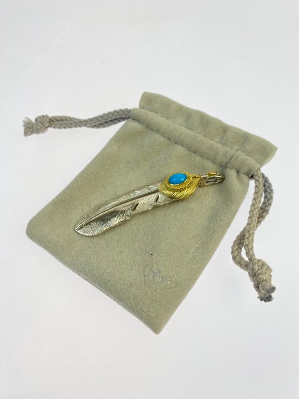 品 TADY＆KING タディアンドキング 特大ハートK18フェザー金縄ターコイズ tkgh-072 右向き ペンダントトップ ネイティブジュエリー 191-251113-kk-06-min