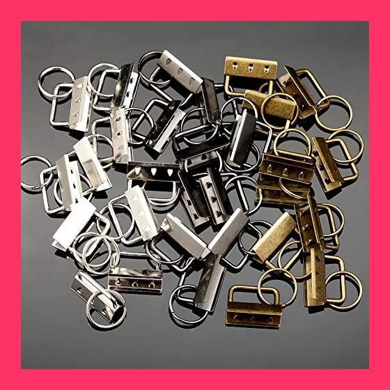 【スタッフおすすめ！】SPEEDWOX 平ペンチ ひも留め 金具 セット 3色 30個 約32.5mm幅 アクセサリーパーツ ジャンプリング付き ワニ口 紐留め ワニカン 留め具 紐止め 平ヒモ用 ストラップ キーホルダー 手作り 手芸用品