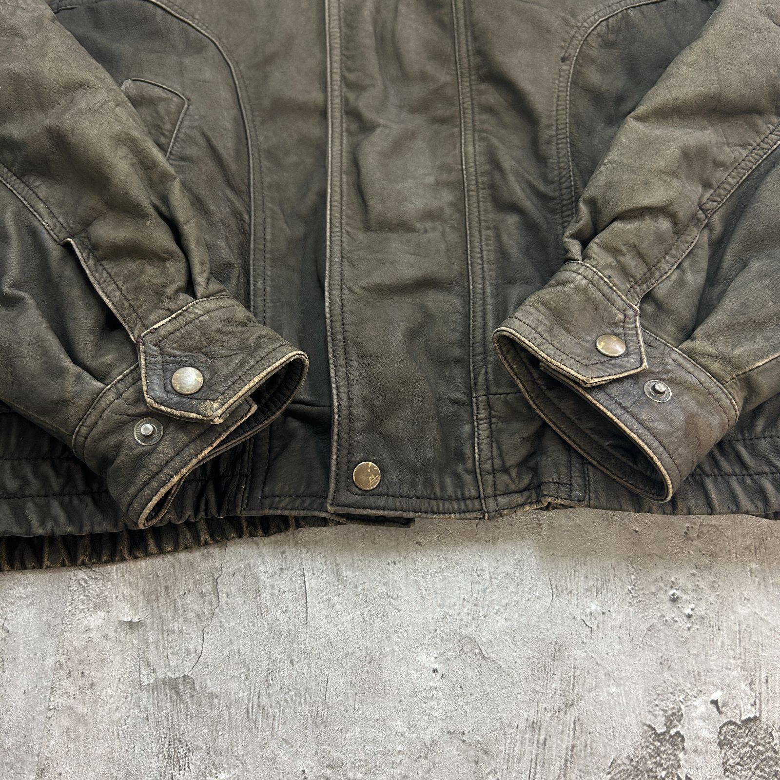 NZO ヴィンテージレザージャケット 古着 ダークブラウン ダークカーキ