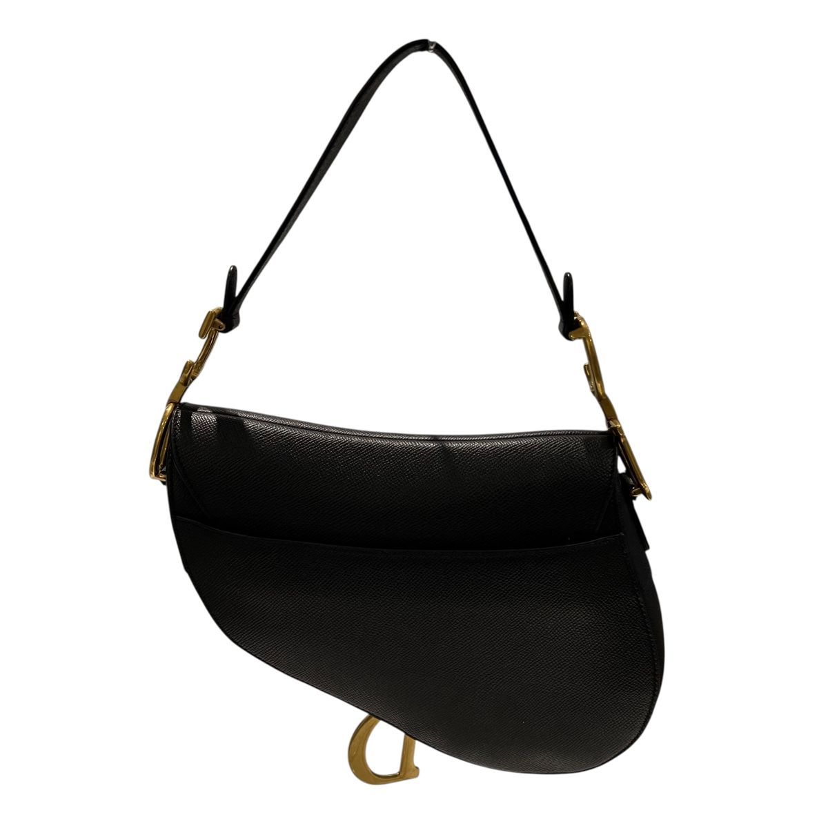Christian Dior クリスチャン ディオール ハンドバッグ M0455CBAA_M900 サドルバッグ グレインドカーフ ブラック ゴールド金具 レディース25023189 SA
