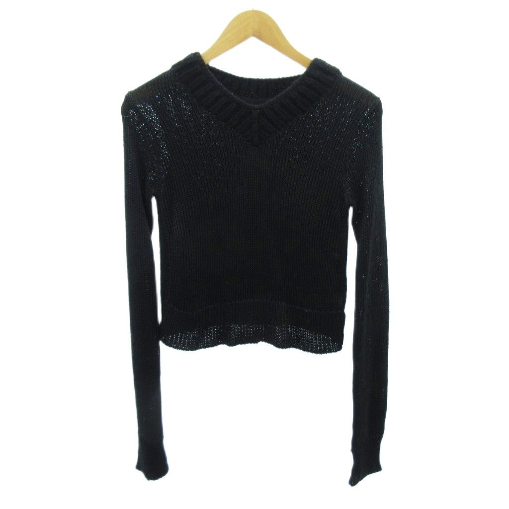 トリココムデギャルソン tricot COMME des GARCONS ヴィンテージ AD1995 ニット セーター レーヨン ウール ショート丈 長袖 黒 ブラック 1108
