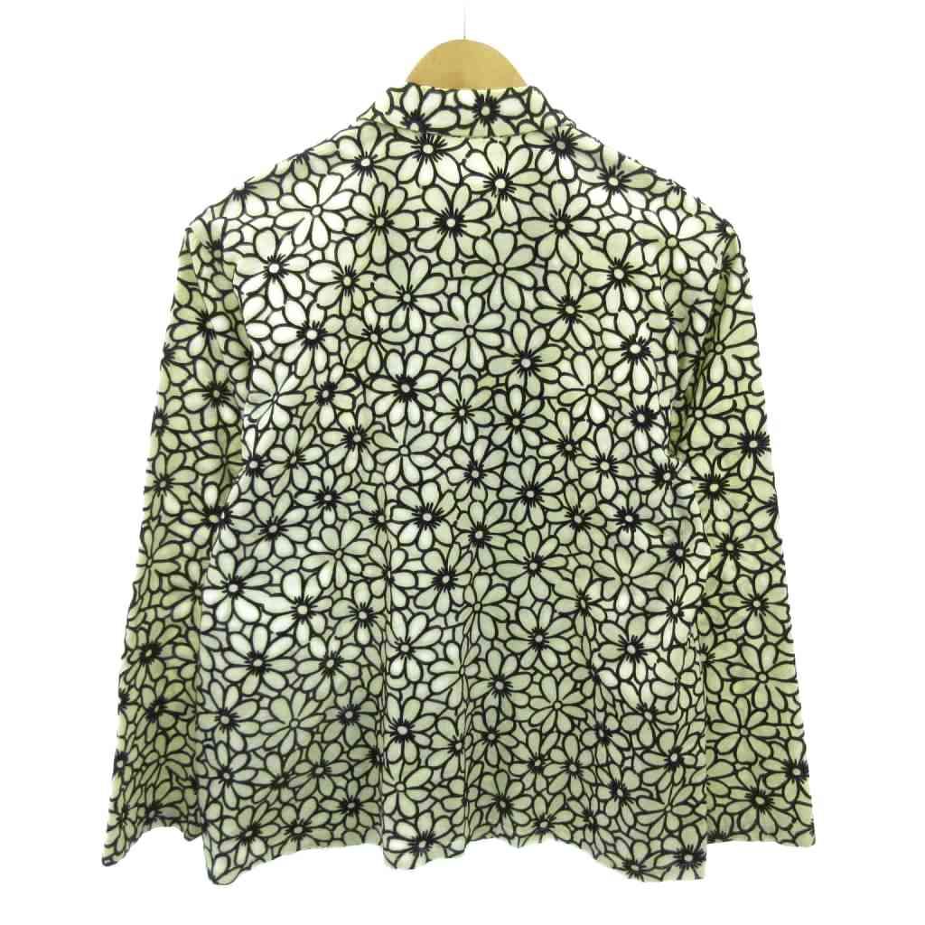 ローブドシャンブル robe de chambre ヴィンテージ AD1993 シャツ 花柄 フロッキープリント 長袖 白 黒 ホワイト ブラック 1108