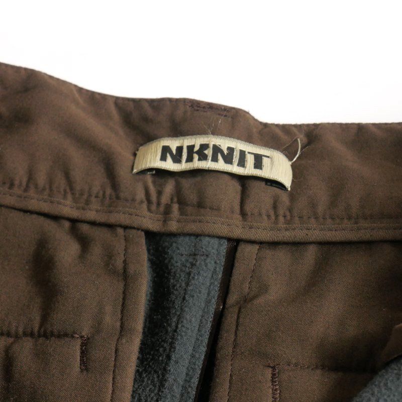  ンニット NKNIT エコレザー ワイドパンツ スラックス 1 ブラウン 茶 -N 200 その他 パンツ