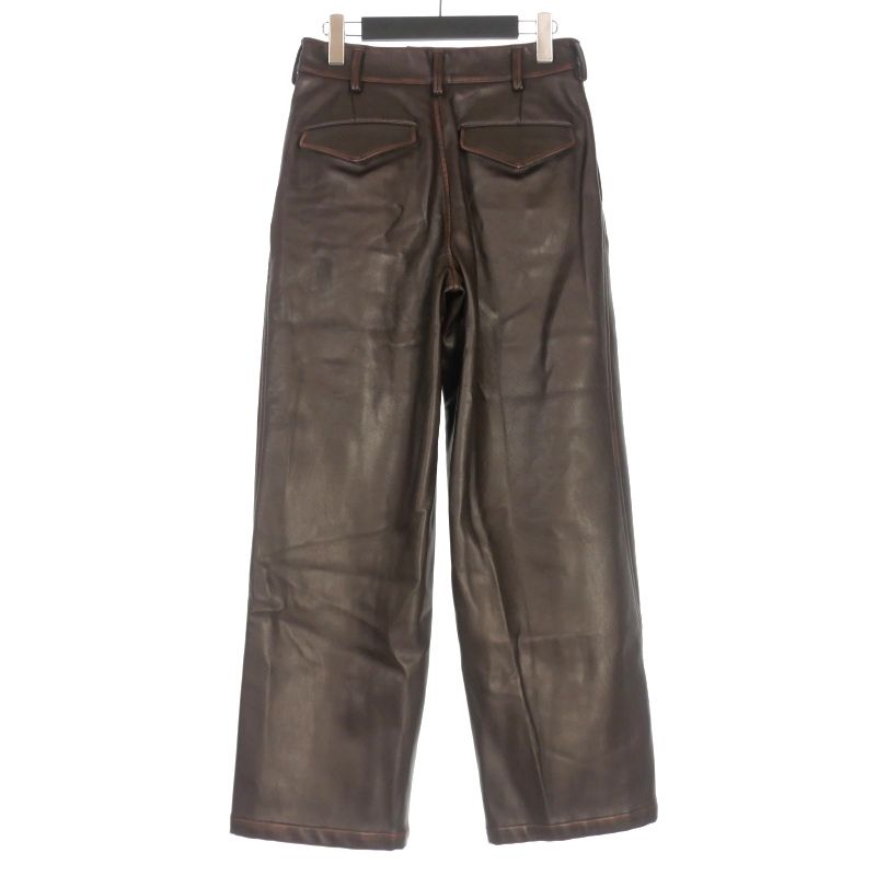 ンニット NKNIT エコレザー ワイドパンツ スラックス 1 ブラウン 茶 NKNIT23AW-N200