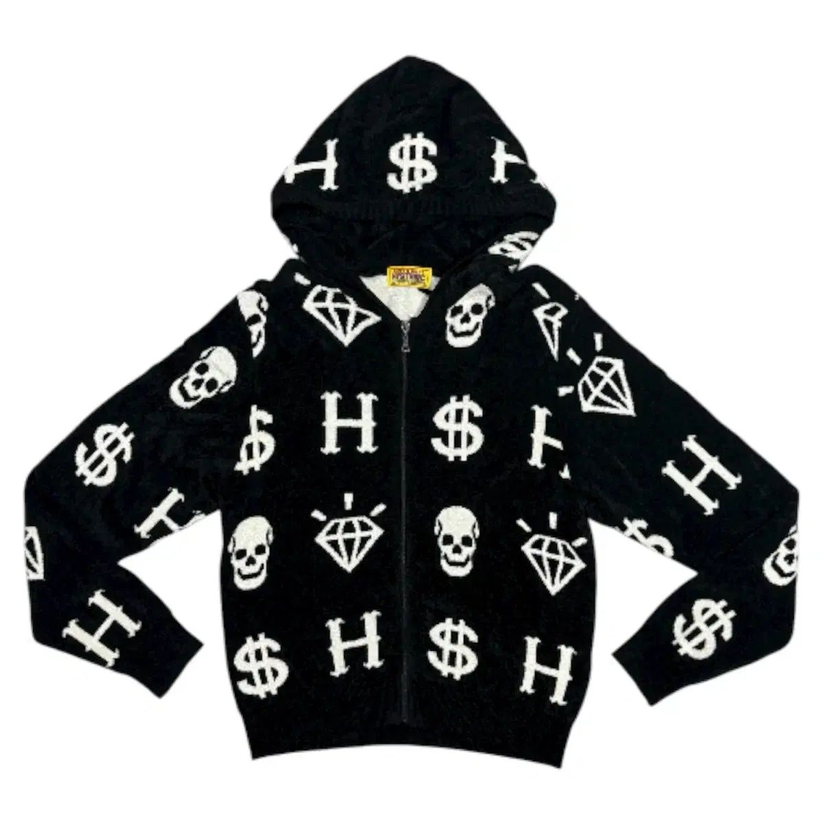 HYSTERIC GLAMOUR ドクロ ダイヤモンドアート フレンチテリー 生地 フリース フード ジップアップ ジャケット