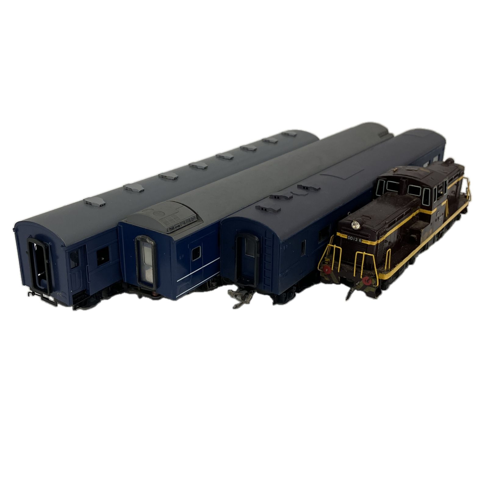 天賞堂 国鉄 DD 13 6 ディーゼル機関車 ほか ブルー系客車3両 計4両セット HOゲージ 鉄道模型