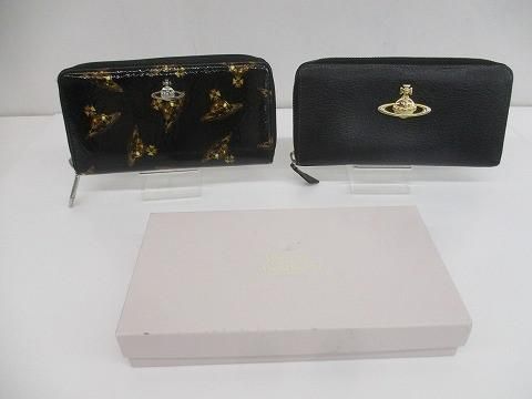 優 ヴィヴィアンウエストウッド VivienneWestwood 長財布 ラウンドファスナー 2点 ブラック レディース