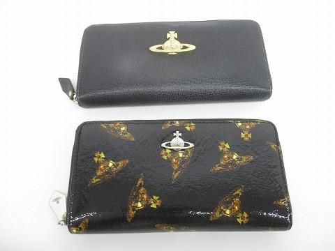 優 ヴィヴィアンウエストウッド VivienneWestwood 長財布 ラウンドファスナー 2点 ブラック レディース