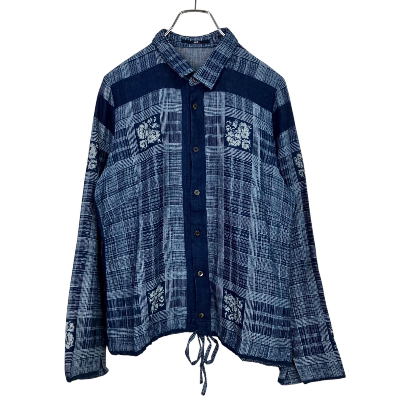 45rpm インディゴ抜染二重織りガーゼブラウス 3 ブルー 青