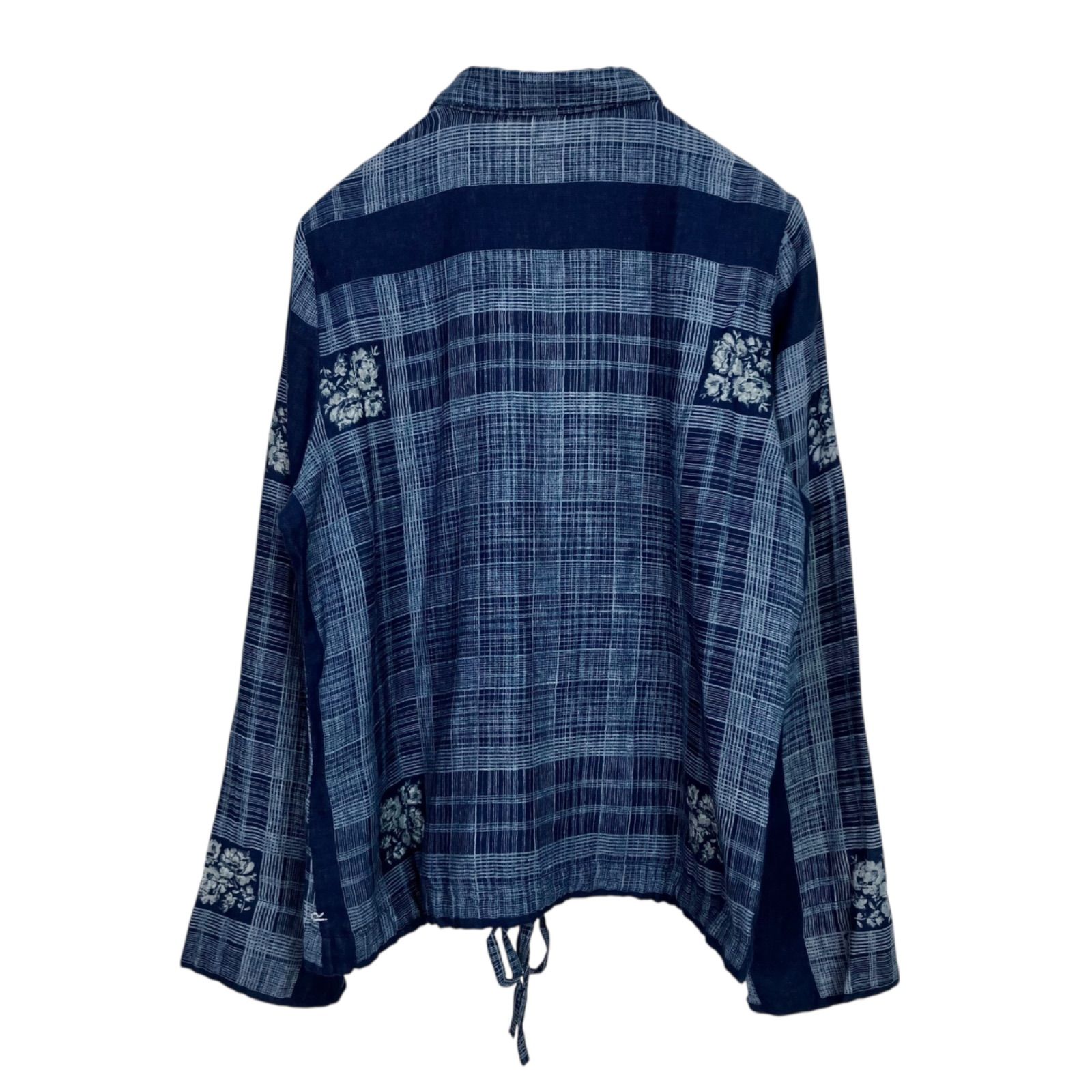 45rpm インディゴ抜染二重織りガーゼブラウス 3 ブルー 青