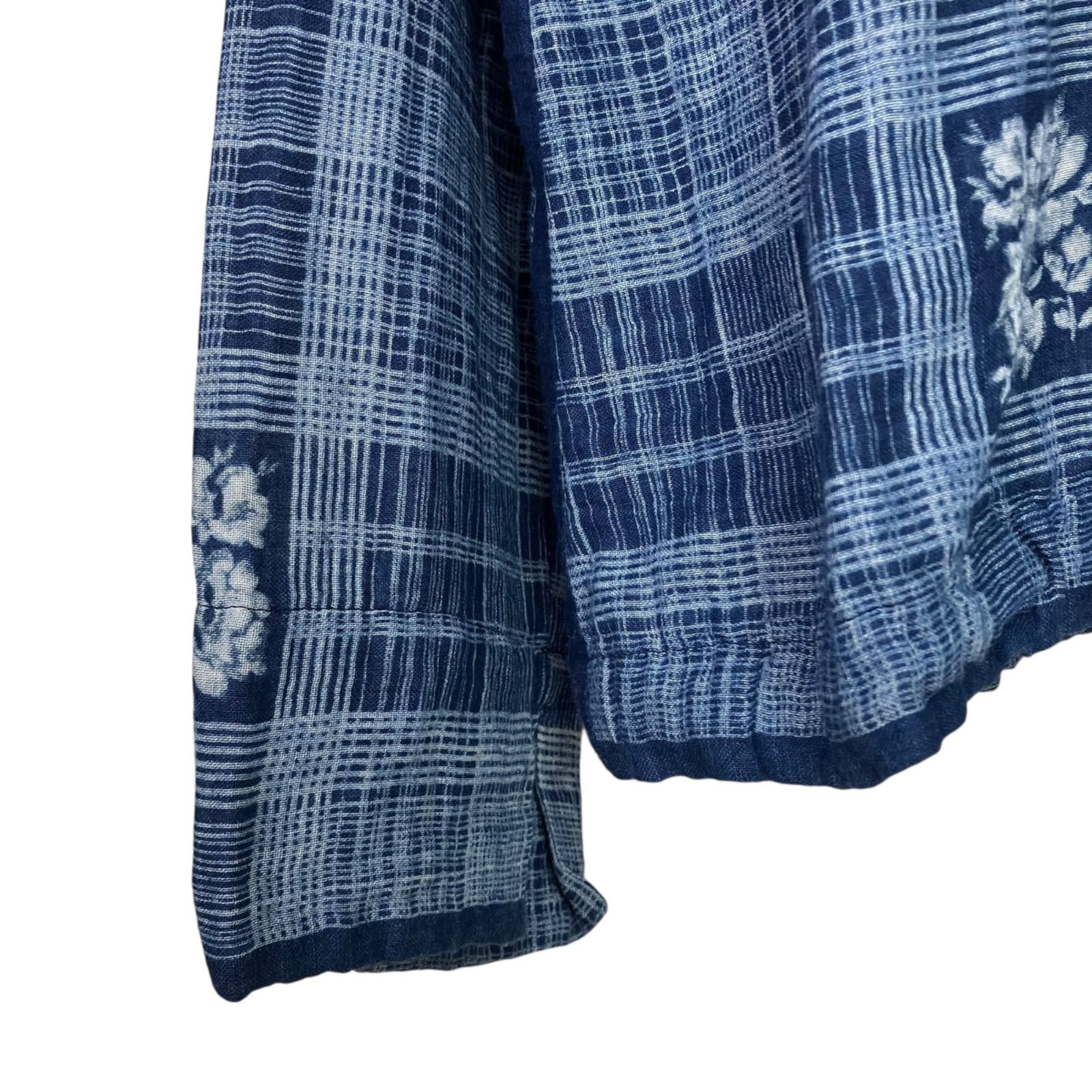 インディゴ抜染二重織りガーゼブラウス