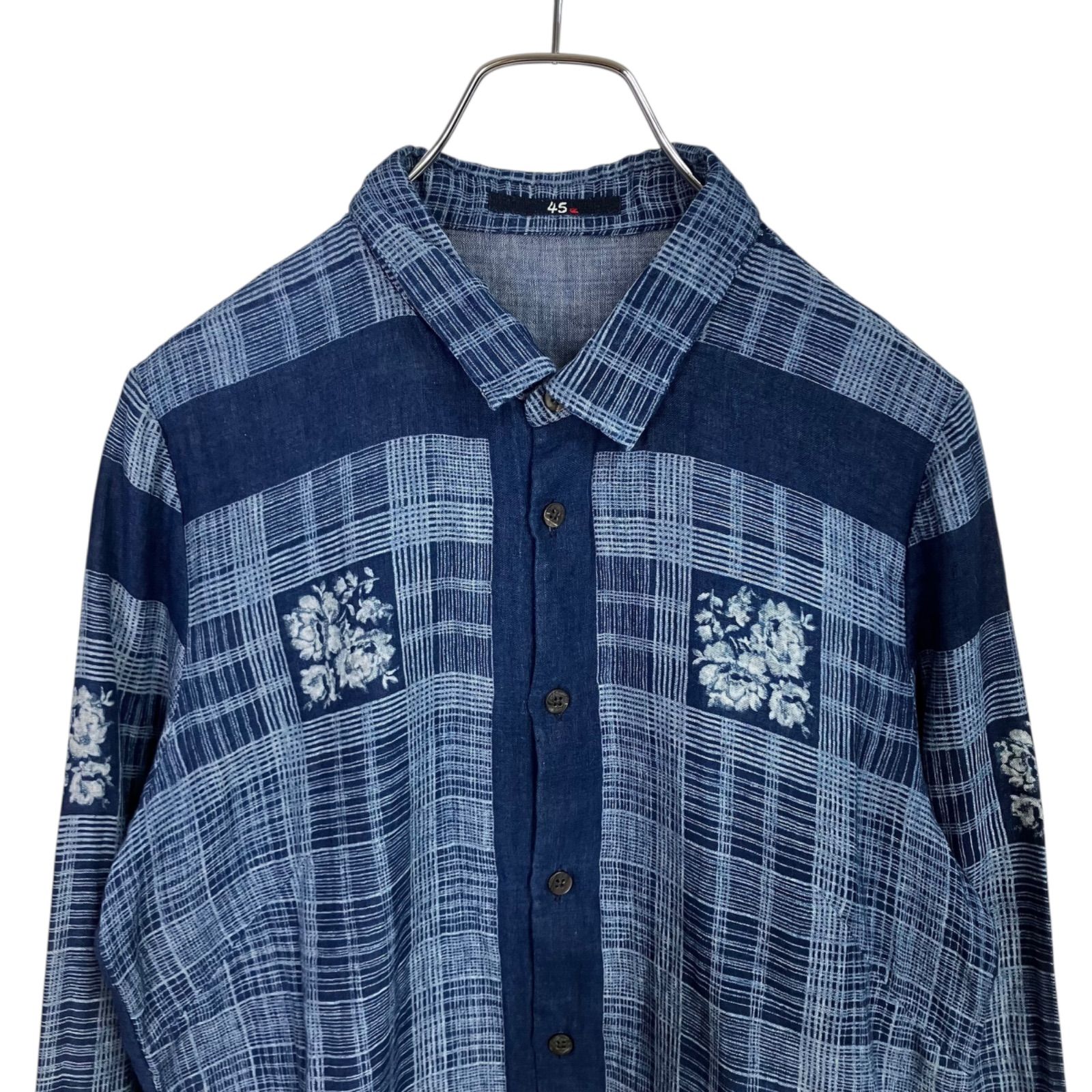 45rpm インディゴ抜染二重織りガーゼブラウス 3 ブルー 青 - メルカリ