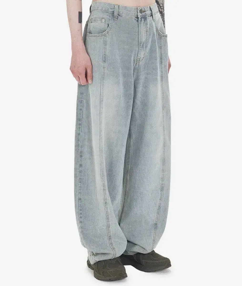 年代物の オワイ ワイド バルーン パンツ ライト ブルー STITCHED WIDE VOLUM 全国一律送料無料。