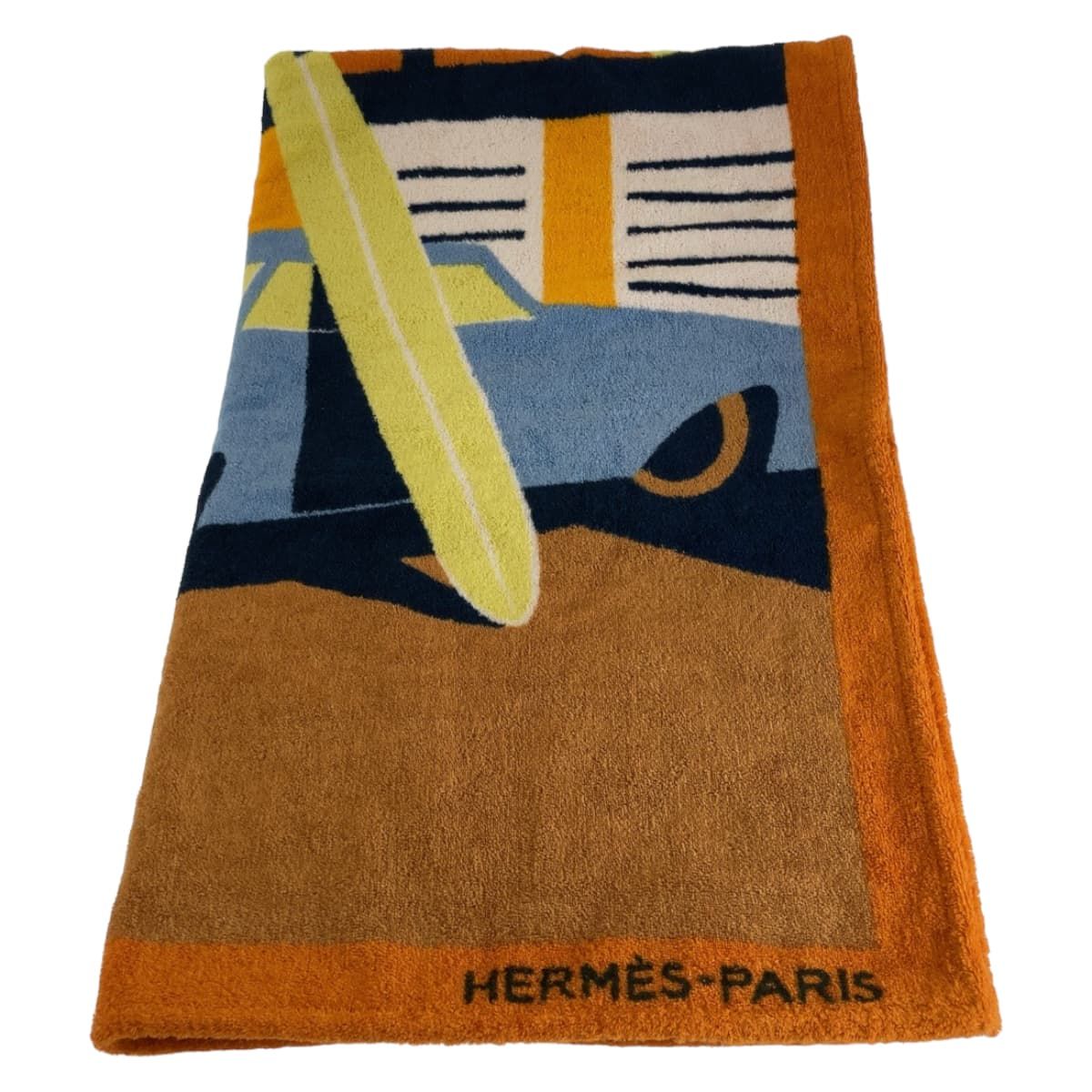 HERMES エルメス アプレ ラ ヴァーグ ビーチタオル オレンジ マルチ コットン ビーチタオル レディース 503321