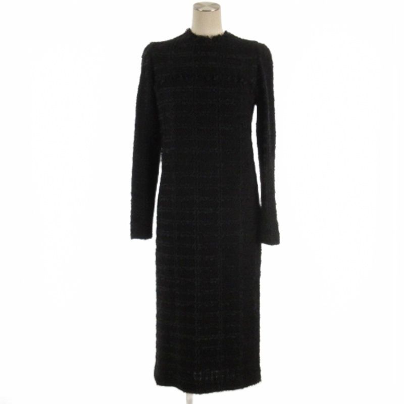 ウィムガゼット Whim Gazette ツイード ワンピース コート バックボタン ブラック F