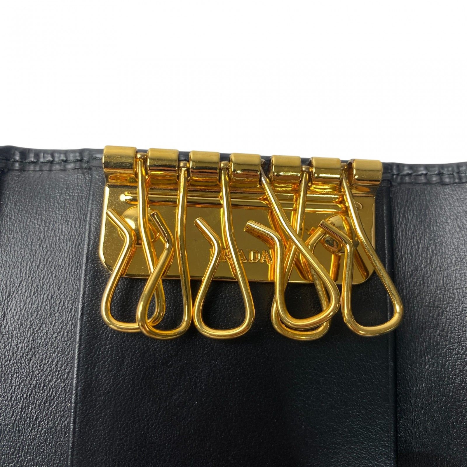  プラダ PRADA レディース 4連 キーケース 三角ロゴプレート ブラック キーケース 小物