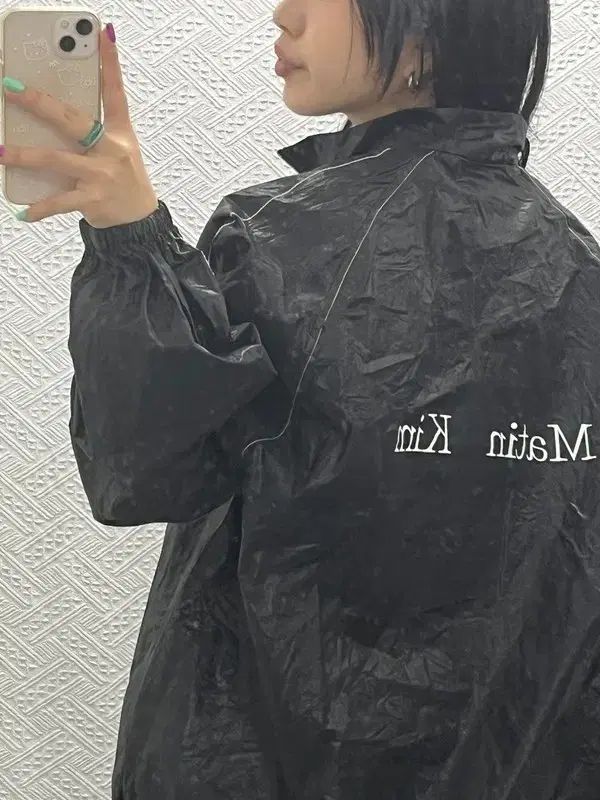 麻ヴィンテージ シャカシャカ素材 ロゴ コーティング ウィンドブレーカー ジップアップ F C06642